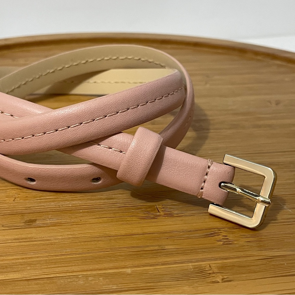 Max Mara Ultra Skinny Pink Leather Waist Belt Size 40